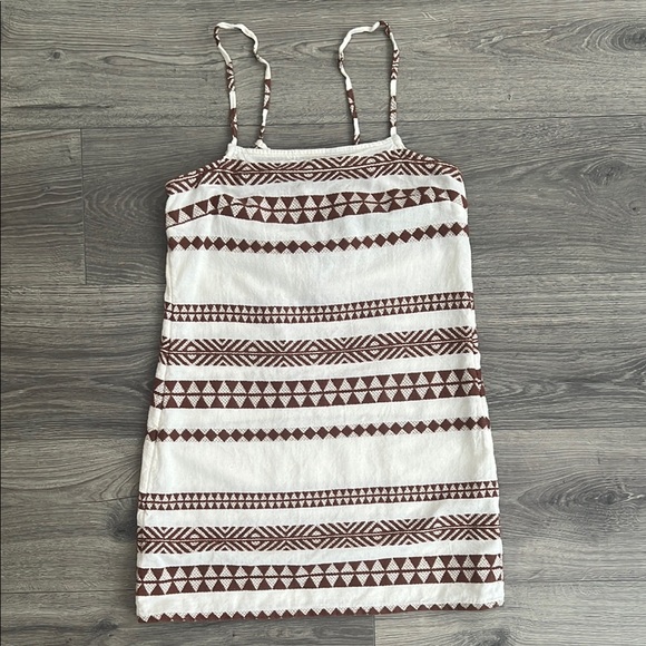 aerie Dresses & Skirts - AERIE Jacquard Open Back Mini Dress XXS Cream Brown Neutral Tribal Boho Coastal